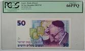 Banknoten 50 New Sheqalim 5745 Israel Banknote PCGS Gem New 66PPQ -