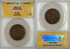 USA Large Cent Braided Hair 1C Coin ANACS F 12 Details Corroded -