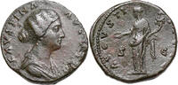Faustina II. (147-175) Sesterz Rom. CONCORDIA hält Füllhorn. Schöne Patina! -