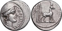 Cn. Plancius (55 BCE) AR Denar Rom, MAKEDONIA / WILDZIEGE dahinter Köcher und Bogen -