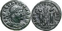 Delmatius (335-337) Æ Follis Siscia, SOLDATEN mit Standarte -