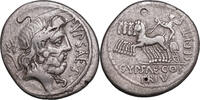 P. Plautius Hypsaeus (57 BCE) AR Denar Rom, Neptun, Jupiter auf Quadriga -
