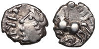 Sequani. TOGIRIX AR Quinar Zentral-Gallien. Romakopf / Pferd n. l., darunter SCHLANGE -