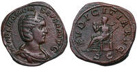 Otacilia Severa (244-249) AE Sesterz Rom. Pudicitia thront. Attraktives Stück! -