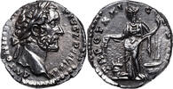 Antoninus Pius (138-161) AR Denar Rom, 157-158. Annona mit Ähren und Ruder vor Altar. Attraktiver Kopf! -