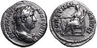 Hadrian (117-138) Denar Rom, 134-138. FORTUNA thront mit Ruder und Füllhorn. Guter Stil! -