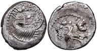 Octavian (44-27 BCE) AR Quinarius Galeere mit Ruderern. Viktoria mit Ruder, Palmwedel und Kranz. EXTREM SELTEN!! -