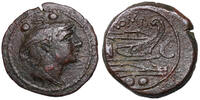 Anonym, Römische Republik (211-208 BCE) AE Sextans Sardinien. Merkur-Kopf, Prora -