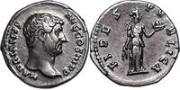 Hadrian (117-138) Denar Rom, 136. FIDES Publica hält Ähren und Fruchtschale. Feine Patina! -