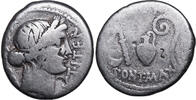 C. Julius Caesar (49-44 BCE) AR Denar Mzst Sizilien. Ceres, Priestergeräte. -