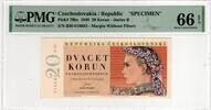CZECHOSLOVAKIA 20 KORUN 1949 SPECIMEN PMG 66 EPQ 110,00 EUR  Excl. 15,00 EUR Verzending