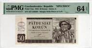 CZECHOSLOVAKIA 50 KORUN 1950 SPECIMEN PMG 64 80,00 EUR  Excl. 15,00 EUR Verzending