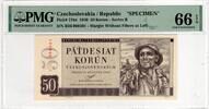 CZECHOSLOVAKIA 50 KORUN 1950 SPECIMEN PMG 66 EPQ 110,00 EUR  Excl. 15,00 EUR Verzending
