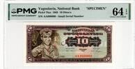 YUGOSLAVIA 1000 DINARA 1965 SPECIMEN PMG 64 EPQ 50,00 EUR  Excl. 15,00 EUR Verzending