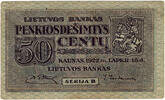 LITHUANIA 50 CENTU 1922 VERY RARE VF+ 350,00 EUR250,00 EUR  Excl. 15,00 EUR Verzending