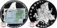 BRD Medaille - Europäische Währung - mit einem 100 € Schein - versilbert - gekapselt -