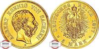 SACHSEN 5 Mark 1877 E J 260 - geprägt unter König Albert - TOP VZ-STG
