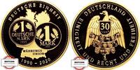 BRD Medaille - 30 Jahre Deutsche Einheit - Währungsunion - vergoldet -