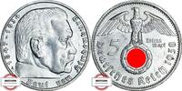 DRITTE REICH 5 Reichsmark J 367 - Paul von Hindenburg -