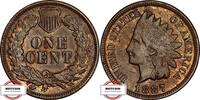 USA ONE CENT 1887 KM 90a - Indian Head - TOP AU