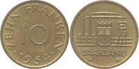 SAARLAND 10 Franken 1954 J N801 Kursmünze aus dem Saarland VZ-STG 6,00 EUR  Excl. 10,00 EUR Verzending