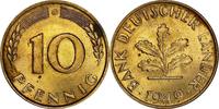 BRD J 378 - Bank Deutscher Länder 10 Pfennig 1949 G fast STG fleckig