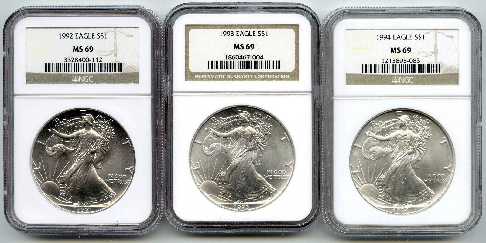 Dollar 1986 - 2005 American Eagle Silver 20-Coin Set NGC MS69