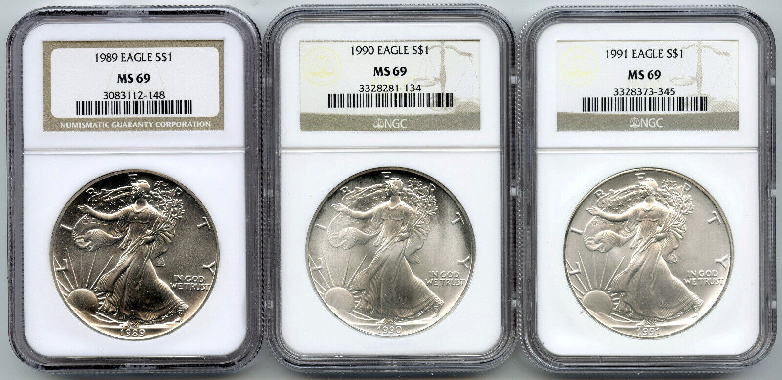 Dollar 1986 - 2005 American Eagle Silver 20-Coin Set NGC MS69