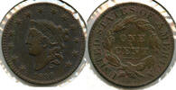 USA Cent Coronet Head Penny - Large Letters - Philadelphia Mint - MJ070 -