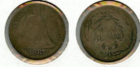 USA Dime 1887-S Seated Liberty Silver - San Francisco Mint - JD184 -