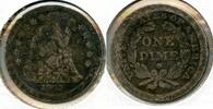 USA Dime 1842-O Seated Liberty Silver - New Orleans Mint - BT335 -