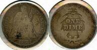 USA Dime 1877-S Seated Liberty Silver - San Francisco Mint - BT341 -
