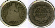 USA Dime 1854-P Seated Liberty Silver - Arrows at Date - Philadelphia Mint - J530 -