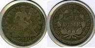 USA Dime Seated Liberty Silver - Philadelphia Mint - J519 -