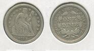 USA Dime 1857-P Silver Seated Liberty 10c Philadelphia Mint - ST298 -
