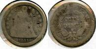 USA Dime 1841-O Seated Liberty Silver - Open Bud Reverse - New Orleans Mint - BT334 -