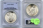 USA Dollar Peace Silver PCGS MS63 Certified - Philadelphia Mint - L352 -