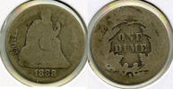 USA Dime 1888-S Seated Liberty Silver - San Francisco Mint - L536 -