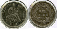 USA Dime Seated Liberty Silver - Philadelphia Mint - L537 -
