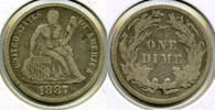 USA Dime Seated Liberty Silver - Philadelphia Mint - L531 -