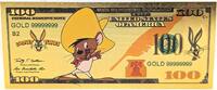 USA Banknoten 100 Dollars Speedy Gonzales Looney Tunes $ 24K Gold Foil Plated Note Bill - XX137 -