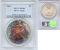 Anlagemünzen $1 Coin American Silver Eagle 1 oz PCGS MS64 Toned Toning Bullion - DN042 -