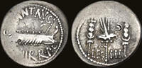  The Triumvirs. Mark Antony. Autumn 32-spring 31 BC. AR Denarius (17.5mm, 3.71 g,   Ner ss