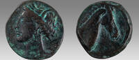Africa Shekel CARTHAGE. Circa 300-264 BC. Æ Shekel(?) (18mm, 4.68 g, 7h). Carthage mint. Wreat -
