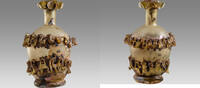 Italy Glass Bottle Ancient Roman Glass Bottle with Rigaree Decoration c.2nd century AD. Size 3 1/8 -