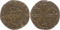 Frankreich Kupfer - Rechenpfennig Wappen mit 3 Lilien, AVE MARIA GRACIA / Lilienblätter im Vierpass -