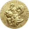 Jugoslawien, Slowenien, Stadt Ljubljana Einseitige vergoldete Bronzegussmedaille auf die XIII. Internationale Weinmesse -