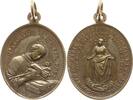 Süddeutschland Hochovale tragbare Messingmedaille Marianische Sodalität, Brustbild des St. Aloysius am Altar / Stehende Madonna -