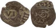 Spanien, Königreich 6 Maravedis Philipp IV., 1621 - 1665, Überprägung / Gegenstempelung auf 4 Maradevis von 1636 -