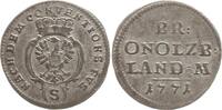 Brandenburg-Ansbach 2 1/2 Kreuzer 1771 S Christian Friedrich Karl Alexander, 1757 - 1791, Schwabach VF+, Walzenprägung